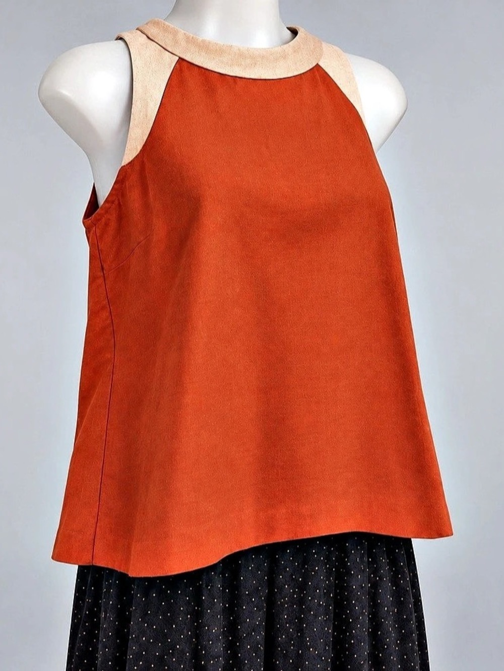 HD in Paris Rust Orange & Cream Sleeveless Top Size 4P Anthropologie
